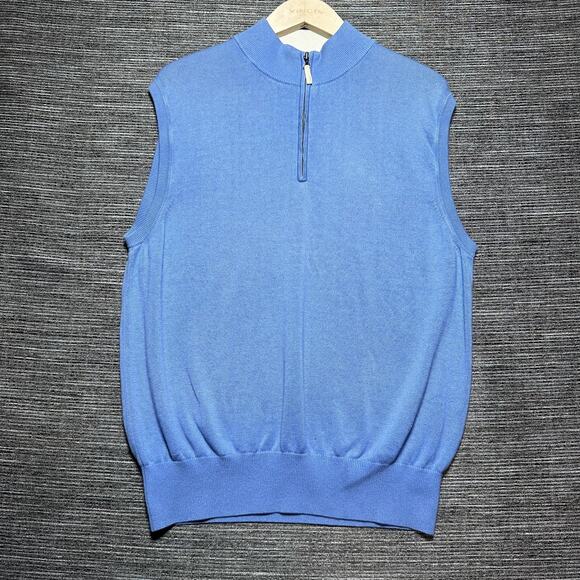 Peter Millar Vest Men's Large Blue Full Zip Vintage Silk Cashmere - Picture 1 of 12